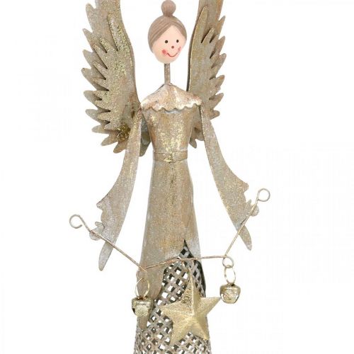 Floristik24 Deko Engel Figur mit Girlande Weihnachten Metall 13×8,5cm H40cm
