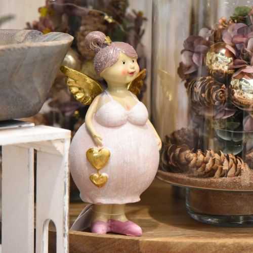 Floristik24 Rosa Engel mit Herz Deko Figur Weihnachten 9×8×19,5cm 2St