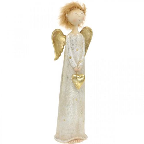 Floristik24 Deko Figur Engel mit Herz Gold Weihnachtsengel 11,5×7,5×37cm