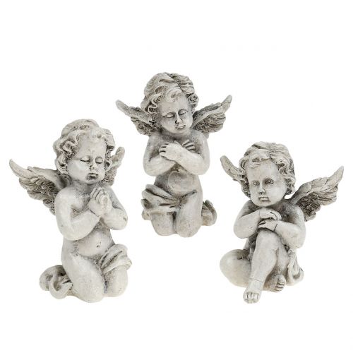 Floristik24 Engel Figuren Grau 9cm 3 St