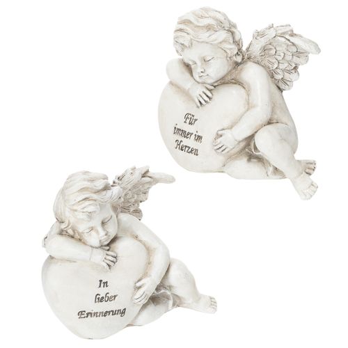 Engel-Figuren aus Polyresin mit Herz und Inschrift 13cm Grau 2er-Set bestellen | Floristik24.at
