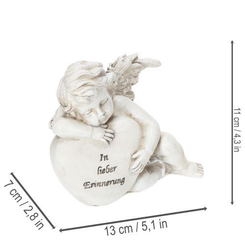 Engel-Figuren aus Polyresin mit Herz und Inschrift 13cm Grau 2er-Set | Floristik24.at