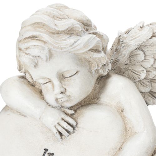Engel-Figuren aus Polyresin mit Herz und Inschrift 13cm Grau 2er-Set | Floristik24.at