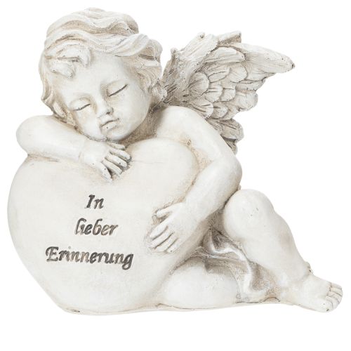 Engel-Figuren aus Polyresin mit Herz und Inschrift 13cm Grau 2er-Set | Floristik24.at