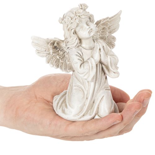 Engelfiguren betend sitzend aus Polyresin 13cm grau 2er Set | Floristik24.at