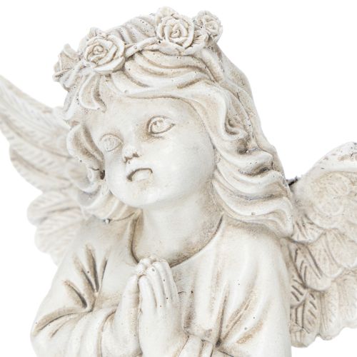 Engelfiguren betend sitzend aus Polyresin 13cm grau 2er Set | Floristik24.at