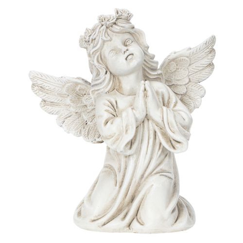 Engelfiguren betend sitzend aus Polyresin 13cm grau 2er Set | Floristik24.at