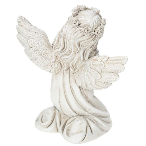 Engelfiguren betend sitzend aus Polyresin 13cm grau 2er Set | Floristik24.at