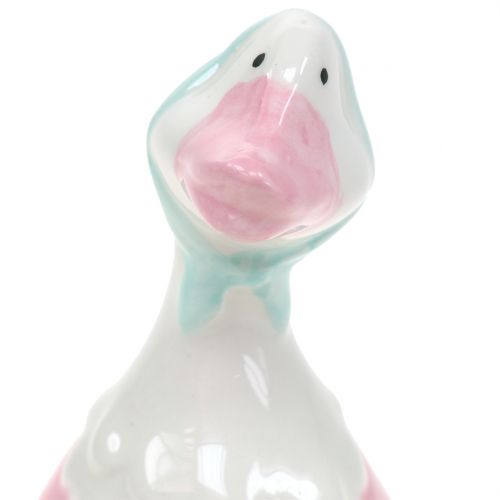 Floristik24 Ostergans aus Keramik Rosa, Weiß H 11,5cm 4St