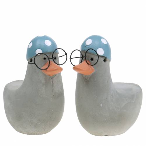 Floristik24 Deko-Ente mit Brille und Badekappe Grau 10,5cm 4St