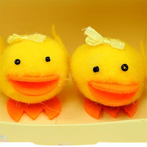Floristik24 Ente Gelb beflockt 5cm Deko-Set