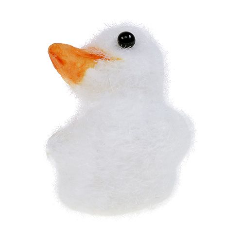 Floristik24 Ente Mini beflockt 4cm Weiß 12St