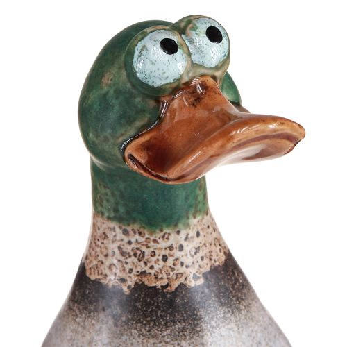 Floristik24 Enten Deko Keramik Braun Grün Erpel Sitzend H17,5cm 2 St
