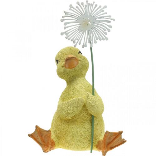 Floristik24 Frühlingsdeko, Entenküken mit Pusteblume, Dekofigur H13,5cm