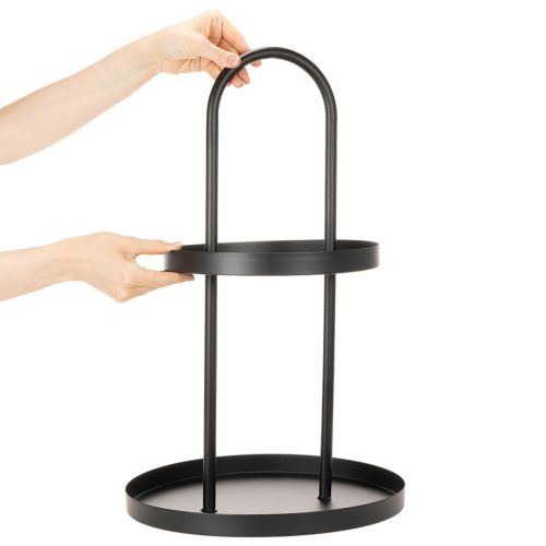 Runde Metall-Etagere 2-stöckig Schwarz 58 cm für Dekoration | Floristik24.at