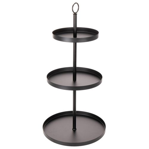 Etagere dreistöckig Metall Schwarz Rund 61 cm für Tischdekoration