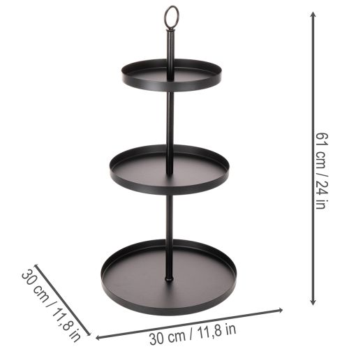 Etagere dreistöckig Metall Schwarz Rund 61 cm für Tischdekoration | Floristik24.at