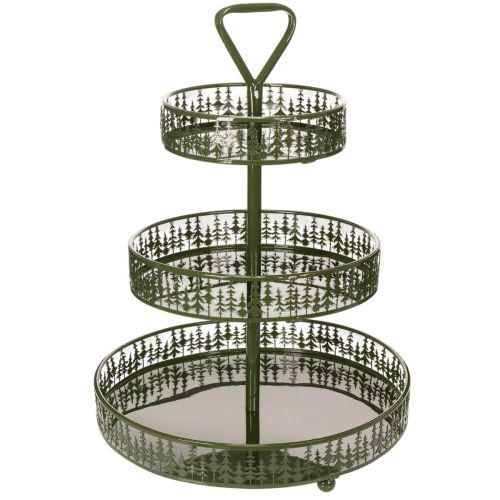 Metall-Etagere mit drei Etagen und Tannenmuster, rund, 49 cm, Grün bestellen | Floristik24.at