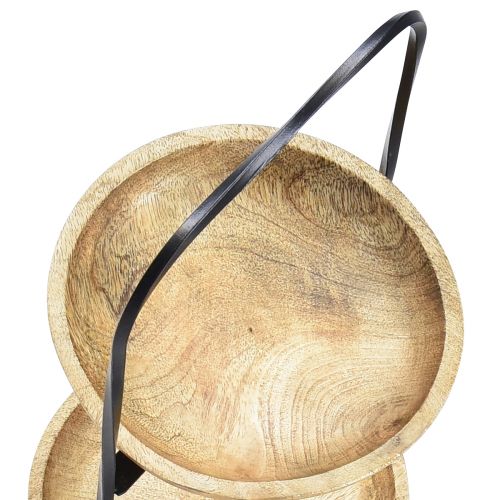 Floristik24 Etagere 2-stöckig Holz Natur Metall Schwarz Ø19cm H40cm
