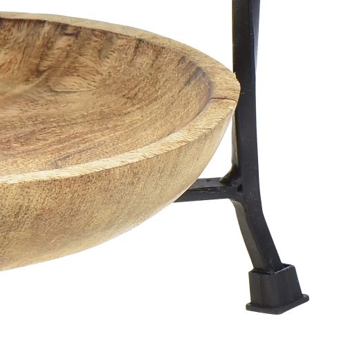 Floristik24 Etagere Holz Natur Metall Schwarz 3-stöckig Ø19cm H60cm
