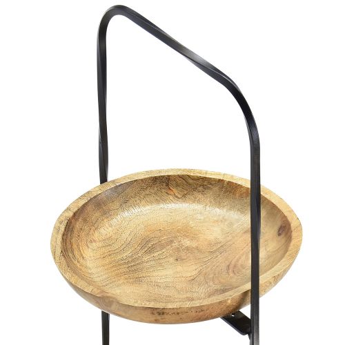 Floristik24 Etagere Holz Natur Metall Schwarz 3-stöckig Ø19cm H60cm