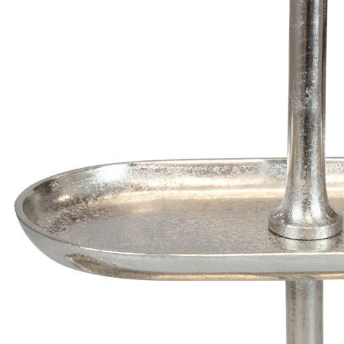 Floristik24 Etagere Vintage Metall Silber Tischdeko 2-stöckig 52×16×39cm
