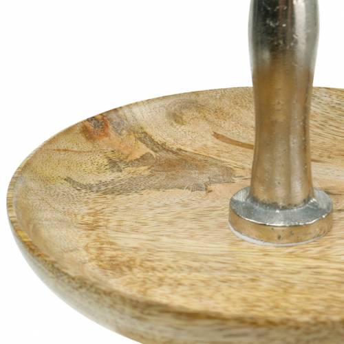 Floristik24 Etagere Mangoholz/Nickel silbern Deko Echtholz 2-stöckig