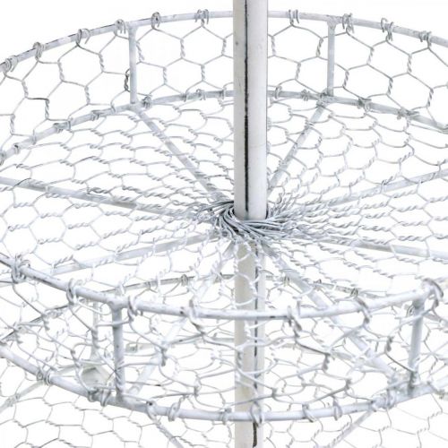 Floristik24 Etagere aus Gitterkörben, Metalldeko Weiß gewaschen Shabby Chic H54cm Ø30/25/20cm