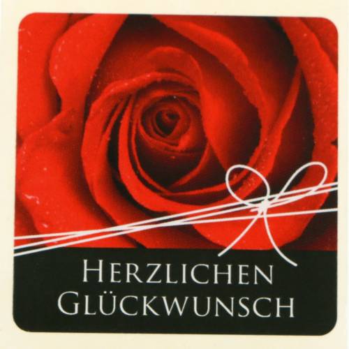 Floristik24 Etiketten "Herzlichen Glückwunsch" Rose 3,5cm x 3,5cm 500St