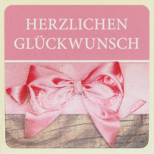 Etiketten "Herzlichen Glückwunsch" Rosa 3,5cm x 3,5cm 500St