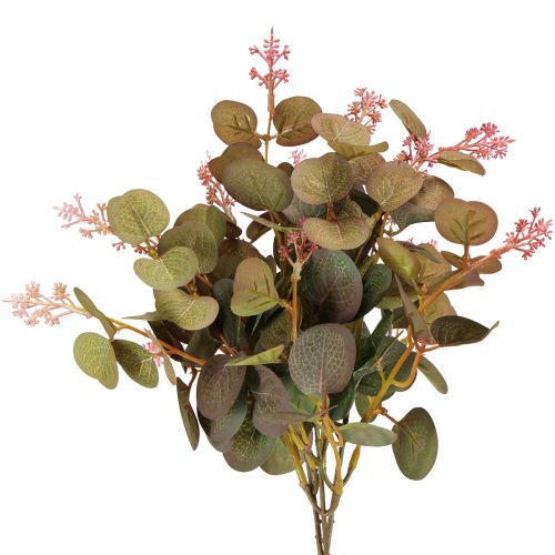 Eukalyptuszweige künstlich mit Blüten Rosa 45cm Bund 3 St