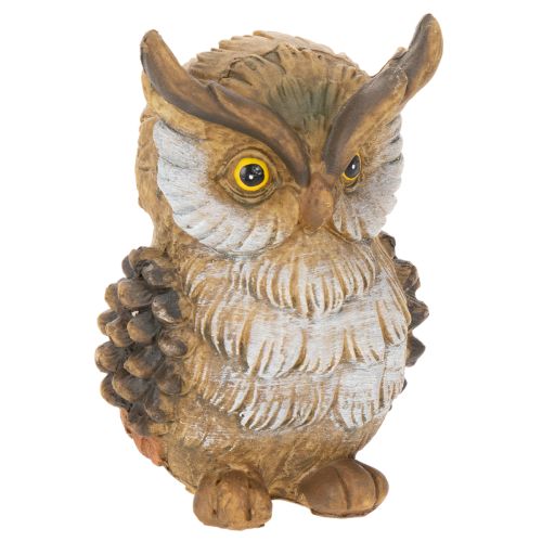 Eulenfigur sitzend Polyresin 11cm braun-weiß Dekoration