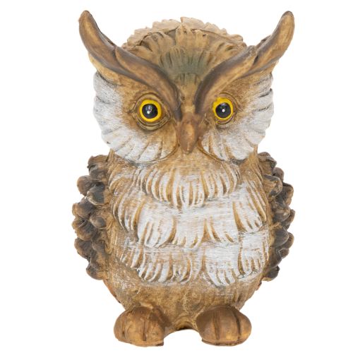 Eulenfigur sitzend Polyresin 11cm braun-weiß Dekoration | Floristik24.at
