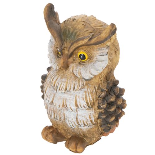Eulenfigur sitzend Polyresin 11cm braun-weiß Dekoration | Floristik24.at
