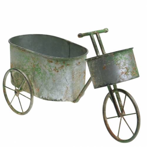 Floristik24 Blumentopf Fahrrad Zink Grau, Grün 40×14×21cm