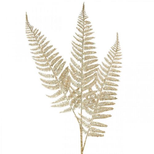 Floristik24 Deko Farn Kunstpflanze Gold, Glitter Weihnachtsdeko 74cm