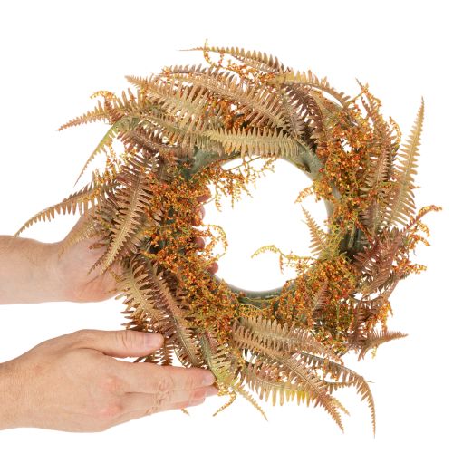 Künstlicher Farnkranz 35cm in Orange-Braun für Herbstdekoration | Floristik24.at