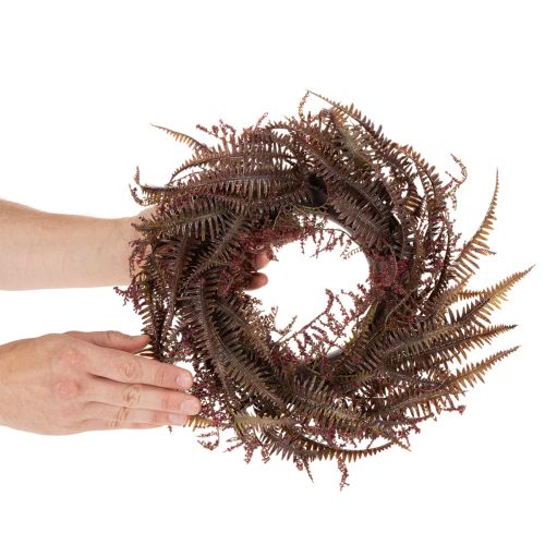 Künstlicher Herbstkranz mit Farnzweigen 35 cm Bordeauxrot | Floristik24.at