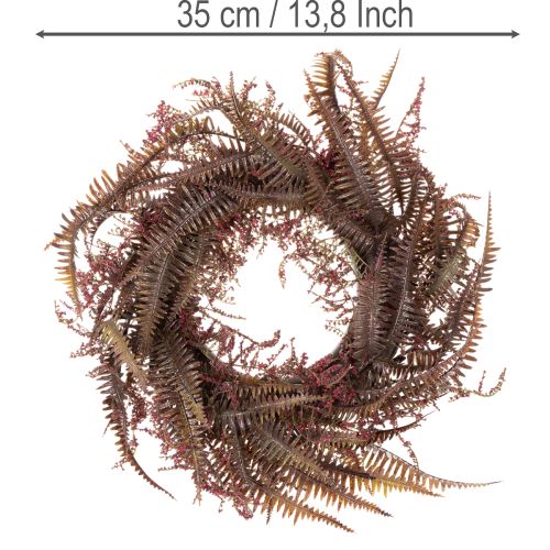 Künstlicher Herbstkranz mit Farnzweigen 35 cm Bordeauxrot | Floristik24.at