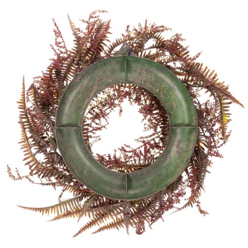 Künstlicher Herbstkranz mit Farnzweigen 35 cm Bordeauxrot | Floristik24.at
