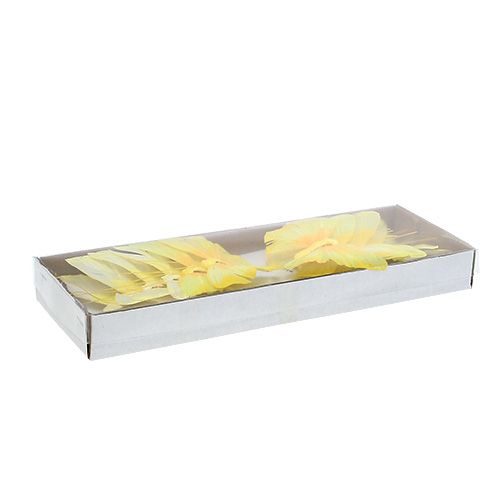 Floristik24 Feder-Schmetterling 10cm Gelb 12St