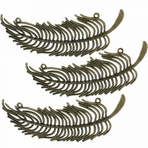 Artikel Deko-Federn, Schmuckanhänger, Federn aus Metall, Streudeko Bronzefarben L8cm 10St