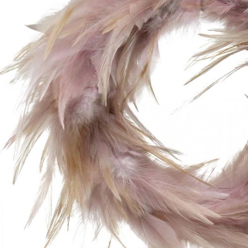 Floristik24 Deko Federkranz Rosa, Braunrot Ø16,5cm Echte Federn