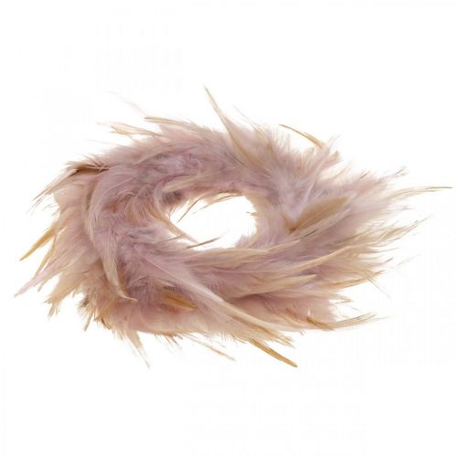 Floristik24 Federkranz klein Rosa, Braunrot Ø10,5cm Osterdeko Echte Federn