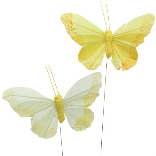 Floristik24 Federschmetterlinge Gelb 8,5cm 12St