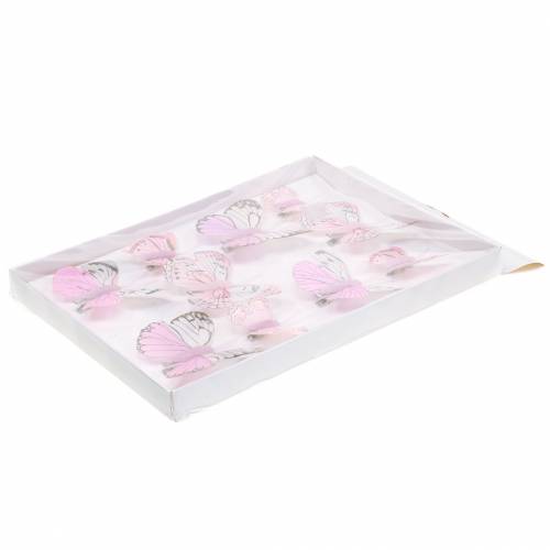 Floristik24 Federschmetterling rosa auf Clip 6cm  10Stück