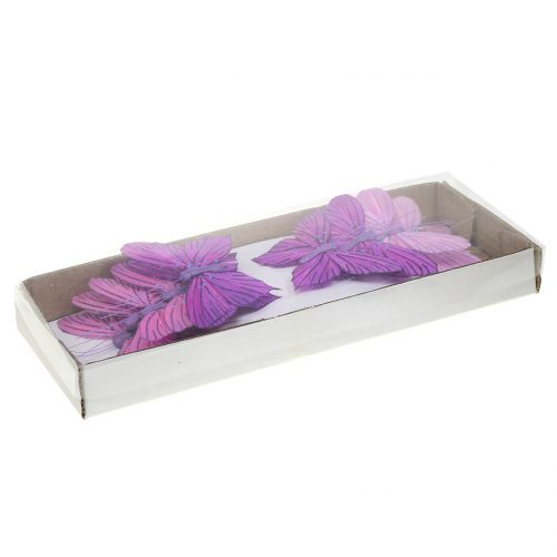 Floristik24 Federschmetterlinge Lila 8,5cm 12St