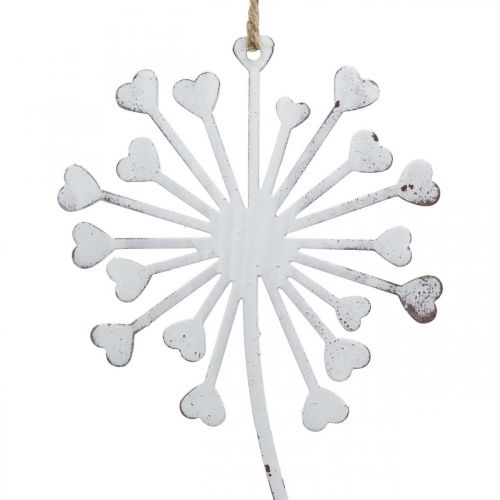 Floristik24 Fee mit Pusteblume, Frühlingsdeko zum Hängen, Metallanhänger Weiß, Silbern H25,5/27,5cm 4St