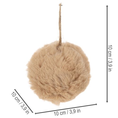 Deko Anhänger Pompon Kugel 10cm aus Synthetik in Weiß oder Braun | Floristik24.at