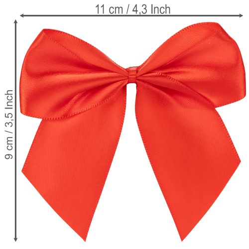 Dekoschleifen Rot aus Stoff 11 cm mit Klebepunkt 25 Stück | Floristik24.at
